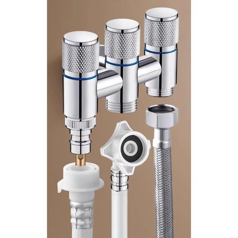 Conector grifo válvulas salida triple para gestión simultánea suministro agua 37JD