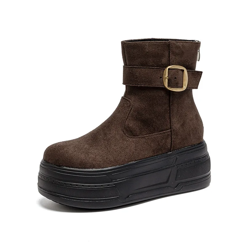 

Fujin 7cm Platform Boots for Women Booties Fall Winter Warm Ankle Boots Winter Shoes Female Genuine Leather Short Boots Snow