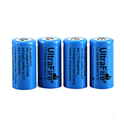 UltraFire 16340 4PCS 880mAh Rechargeable and Reusable Lithium Batteries for Flashligh Toys and Other Portable Electronic Devices