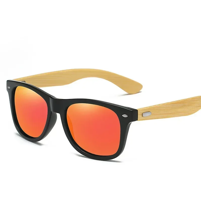 Retro Bamboo Leg UV400 Sunglasses Men Outdoor Driving Cycling Sports Sun Glasses Women Unisex Round Fashion Goggles Eyewear