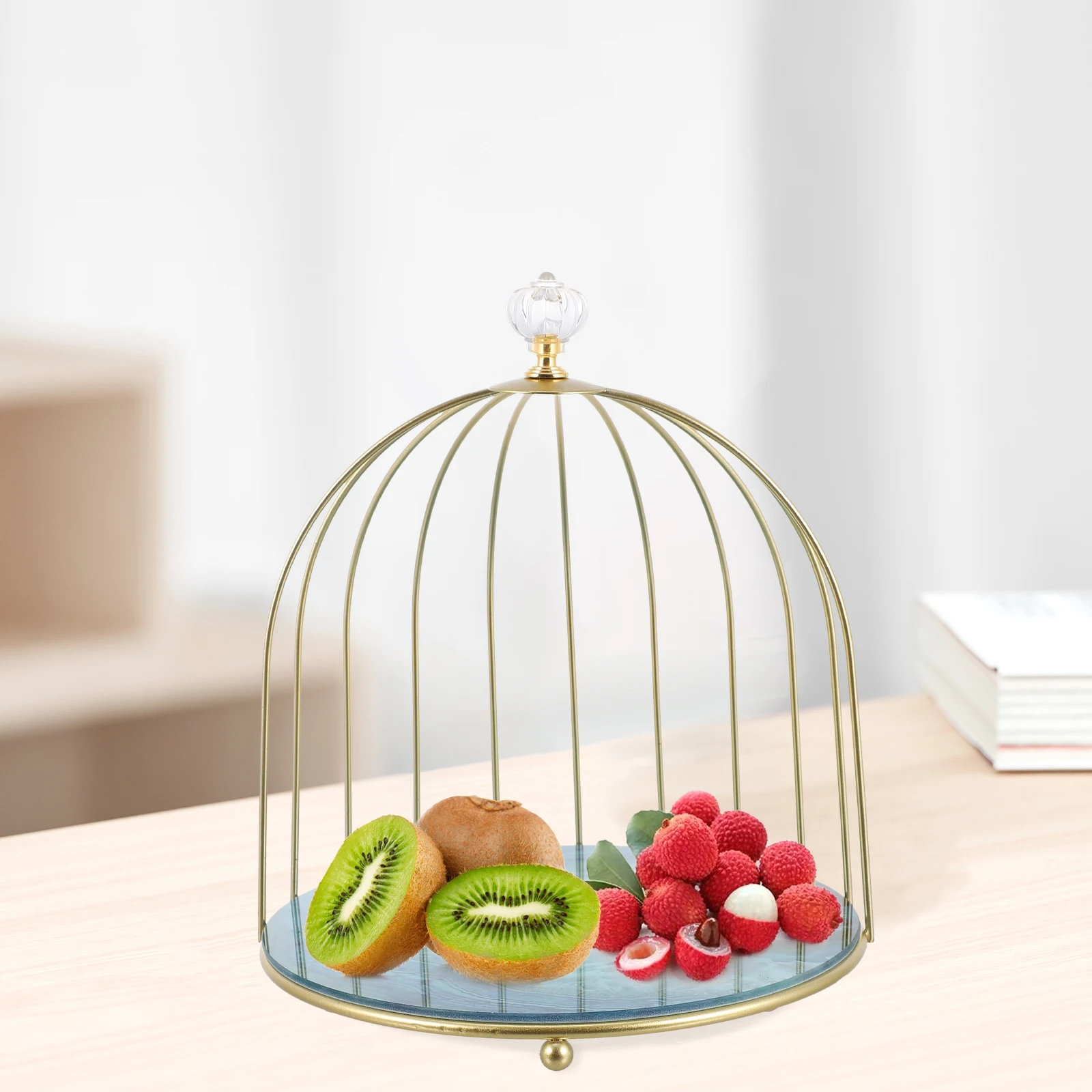

Stylish Bird Cage Shaped Storage Rack Iron Makeup Organizer Stand Bedroom Bathroom Countertop Desk Holder Box