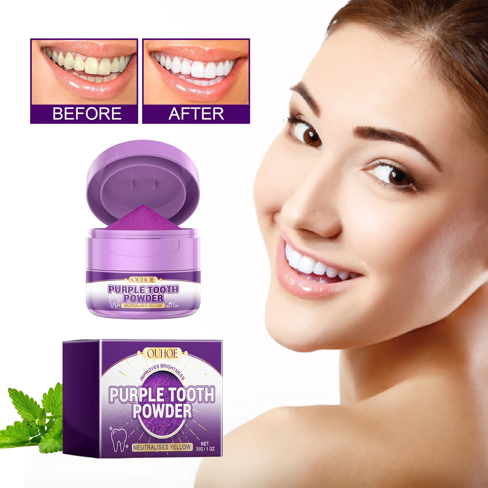 

Teeth Whitening Powder – Cleans yellowing, stains and tartar, whitens and cares for teeth