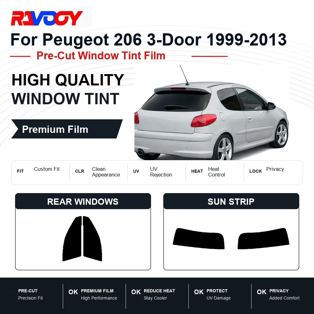 pelicula-de-privacidade-com-protecao-uv-e-rejeicao-de-calor-para-janelas-dianteiras-e-traseiras-do-peugeot-206-3-portas-1999-2013-pre-cortada-premium