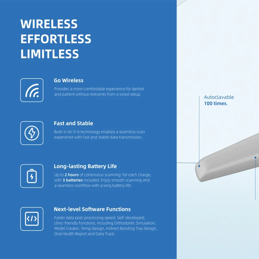 Интраоральный сканер Aoralscan 3, беспроводной 3D стоматологический сканер, беспроводное оборудование, цифровой сканер для полости рта, стоматологическое лабораторное оборудование