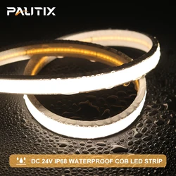 PAUTIX COB LED Strip Light 504 LEDs/m DC 24V IP68 Waterproof Outdoor Neon Strip Lights Flexible 10m LED Tape for Room Lighting