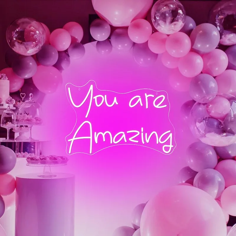 You Are Amazing Neon Sign Wedding Birthday Girls Party Wall Decor Signs Classroom Bedroom Living Room Bar Pub Club Decoration