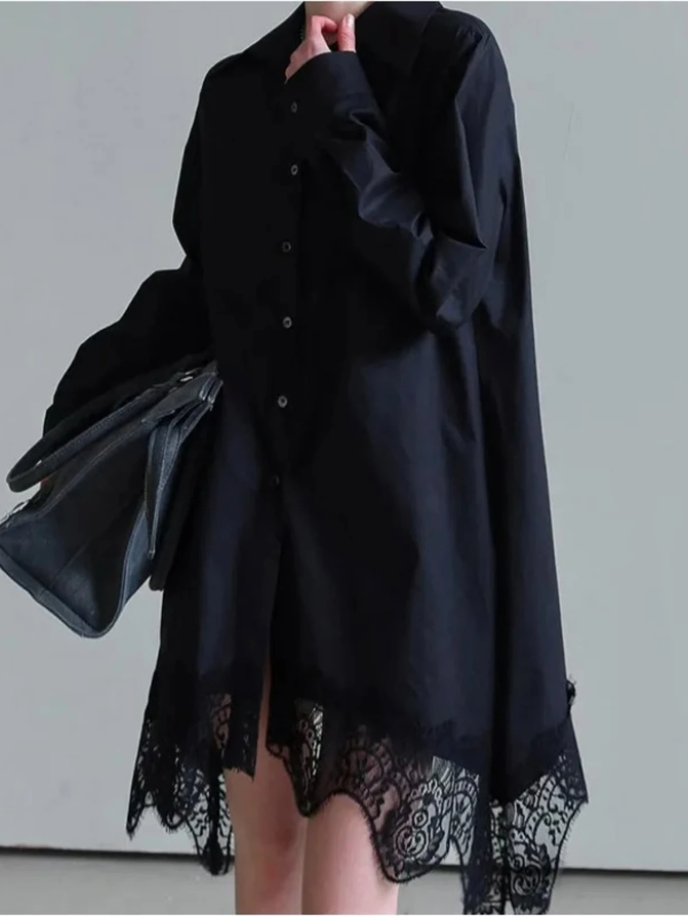 Vestido camisero de retazos de encaje Irregular para mujer, nuevo estilo suave, diseño francés, primavera