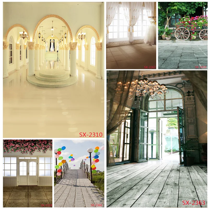 ZHISUXI Vinyl Photography Backdrops Prop Flower Wood Floor Castle Wedding Theme Photo Studio Background YXFL-50