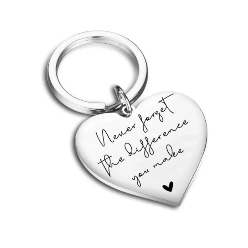 Fashion Letter Pattern Slogan Decor Heart Shaped Design Metal Keychain, Summer Accessories 2024, Stainless Steel  Fun Keychains