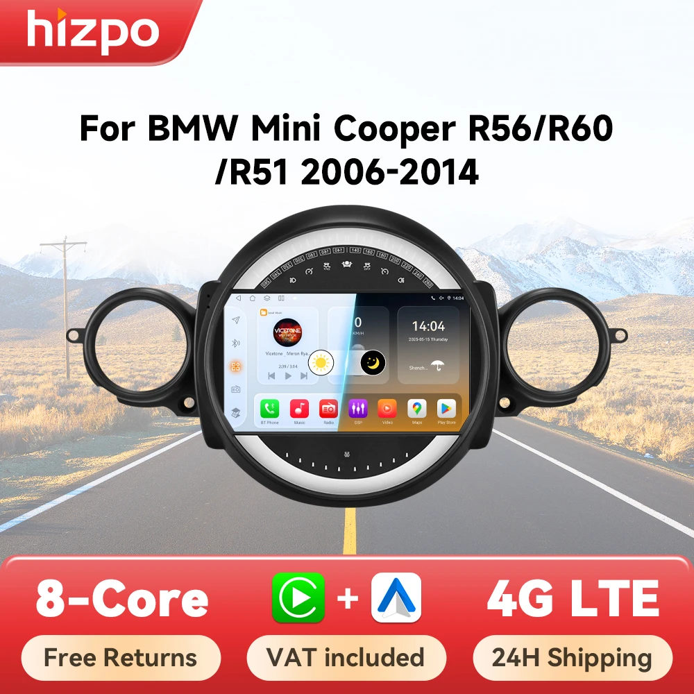 Hizpo 9" Kabelloses CarPlay Android Auto für BMW Mini Cooper R56 R60 R51 2006 - 2014 Intelligentes 7862 System Autoradio Stereo Multimedia