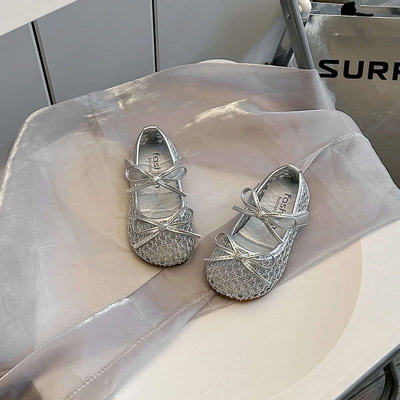Kids Sandals Lovely Mesh Breathable Toddler Party Shoes Fashion Non-slip Soft Sole 2026 Summer New Girls Princess Flats Sweet