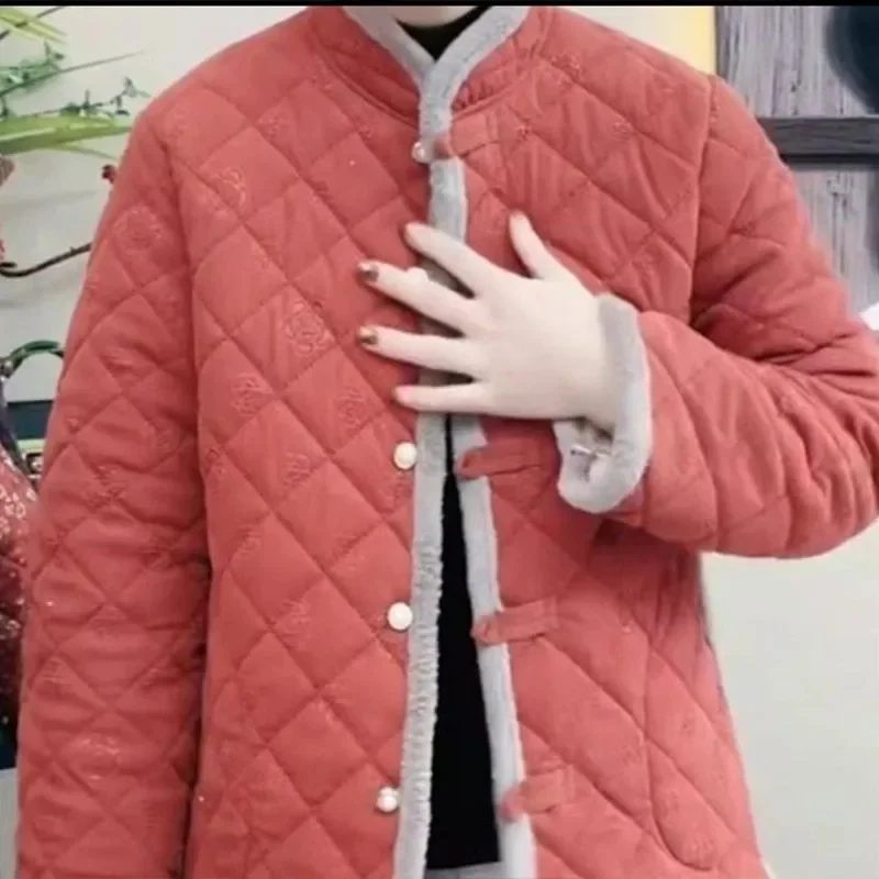 

2025 Ladies Large Size 5XL Down Cotton Tops Winter Middle Aged Mother Patchwork Cotton Padded Coat Korean Female Parkas Jacket