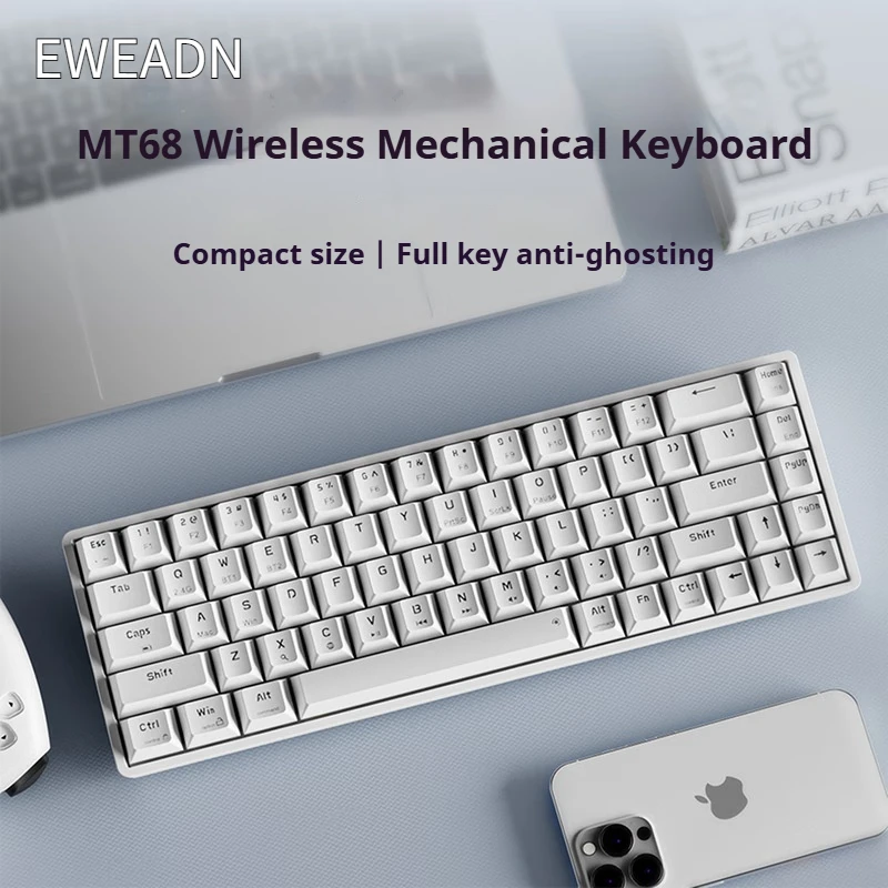 

EWEADN MT68 Wireless Bluetooth Mechanical Keyboard Mouse Combo 68-Key Office Gaming Esports Dedicated Keyboard Red Switch