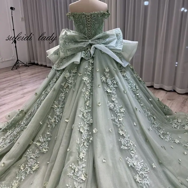 Vestido de casamento trem verde, Vestido principal da noiva, Quente, 2023