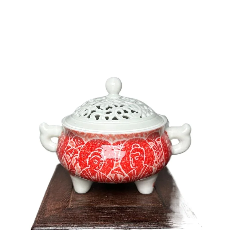 Blue and white porcelain, pure handmade ceramic blue and white underglaze red wood kiln high-grade incense