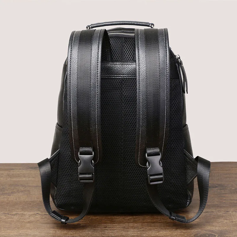 2024 New Design Fashion Men Backpack Brown Genuine Leather Laptop Backpack Schoolbag Boys Day Bag Pack Male Travel Bags Large