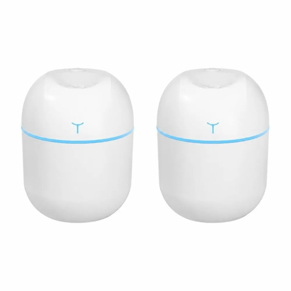 2 Pack 220ml Capacity USB Mini Humidifier 5 Color Light Auto Shut-Off Essential Oil Diffuser USB Powered 2 Mist Modes