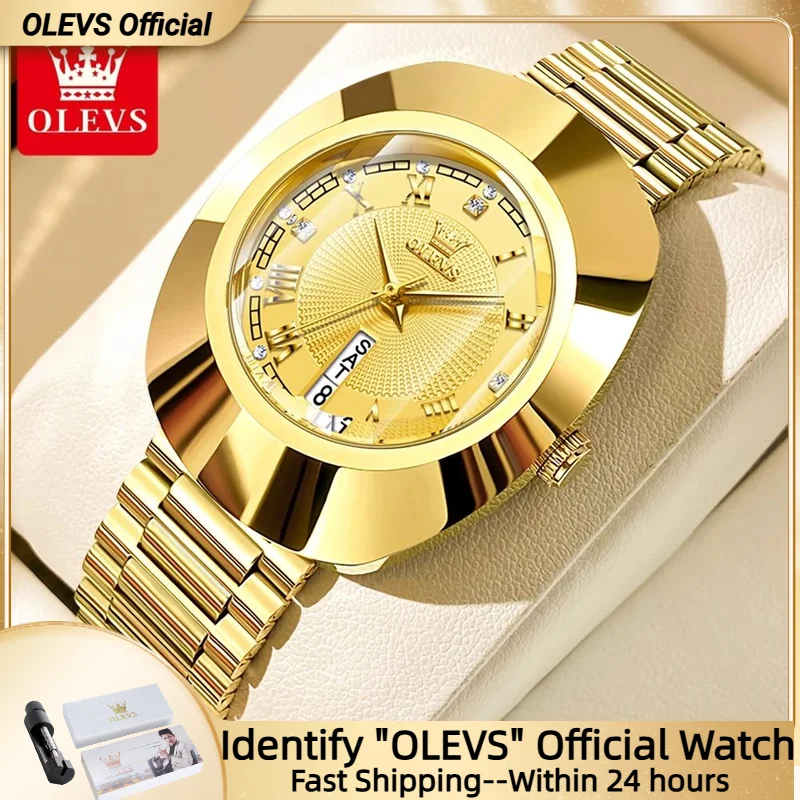 OLEVS Quartz Watch for Women Golden Tungsten Steel Luxury Elegant Waterproof Calendar High Quality Watch Women's Wristwatches