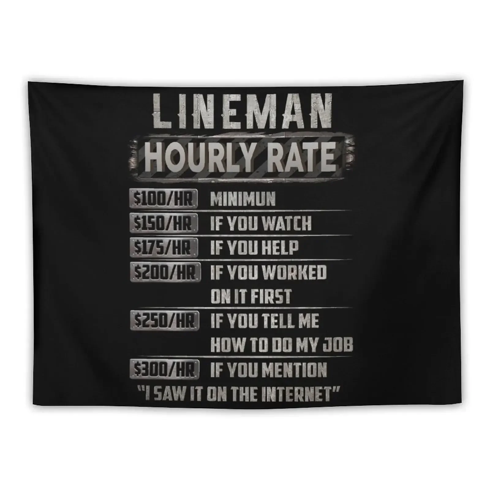 Lineman hourly rate Tapestry Decorative Wall Room Decoration Aesthetic Room Decorating Aesthetic Wall Hanging Wall Tapestry