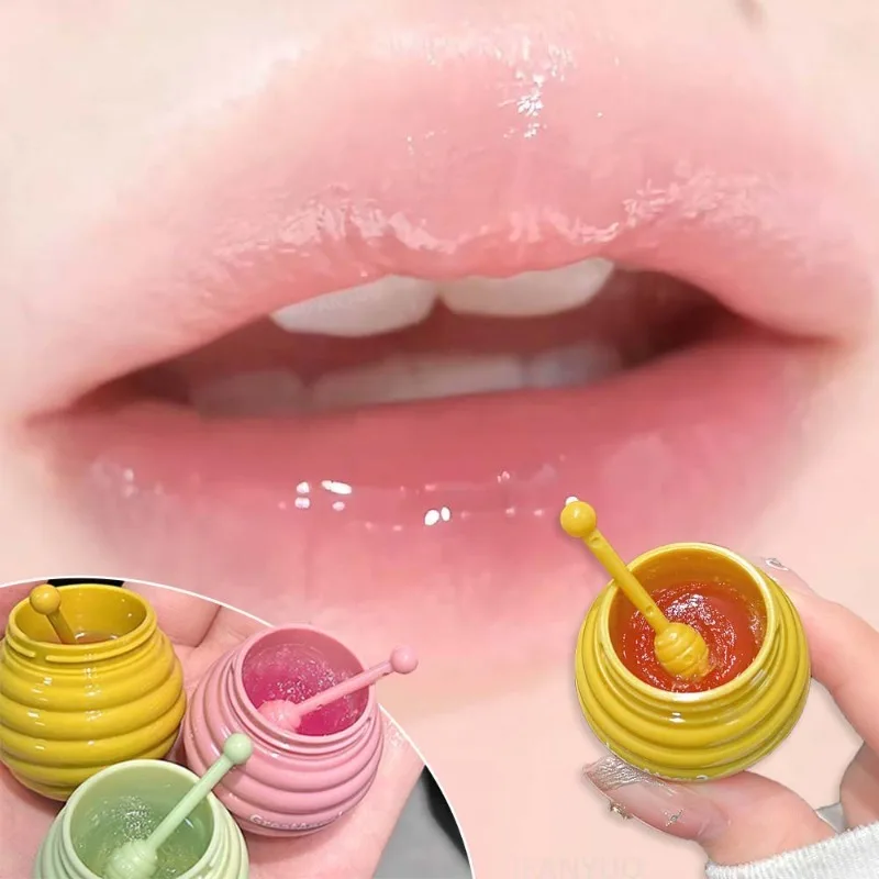 Honey Pot Lip Mask Moisturizing Long-Lasting Lip Balm Fruit Flavor Crystal Jelly Colored Anti-chapped Lip Care Smoothens LipLine