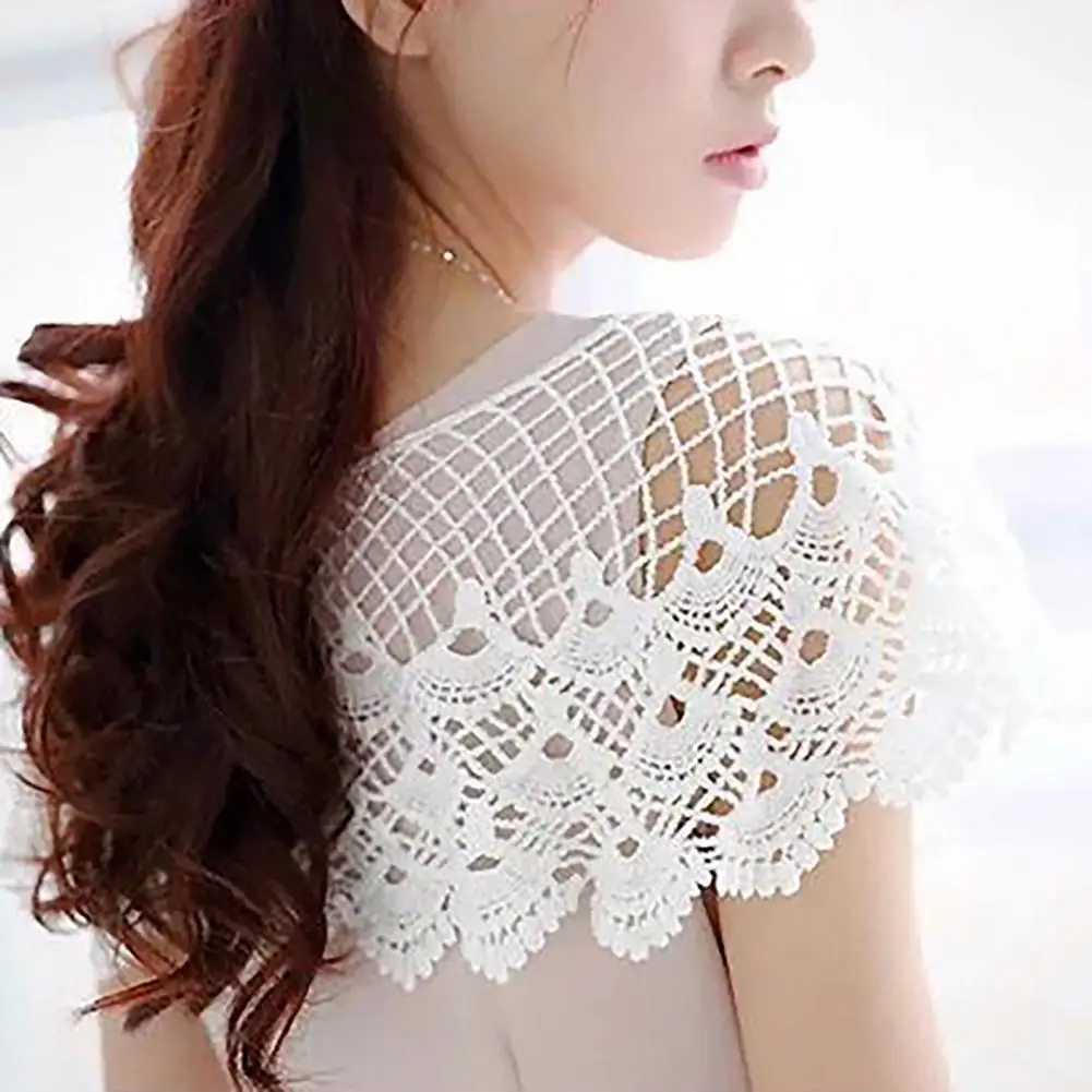 Fashion Elegant Flower Fringed Triangle Scarf Women White Lace Shawl Breathable Headscarf Decoration Neck Scarf Wedding Veil