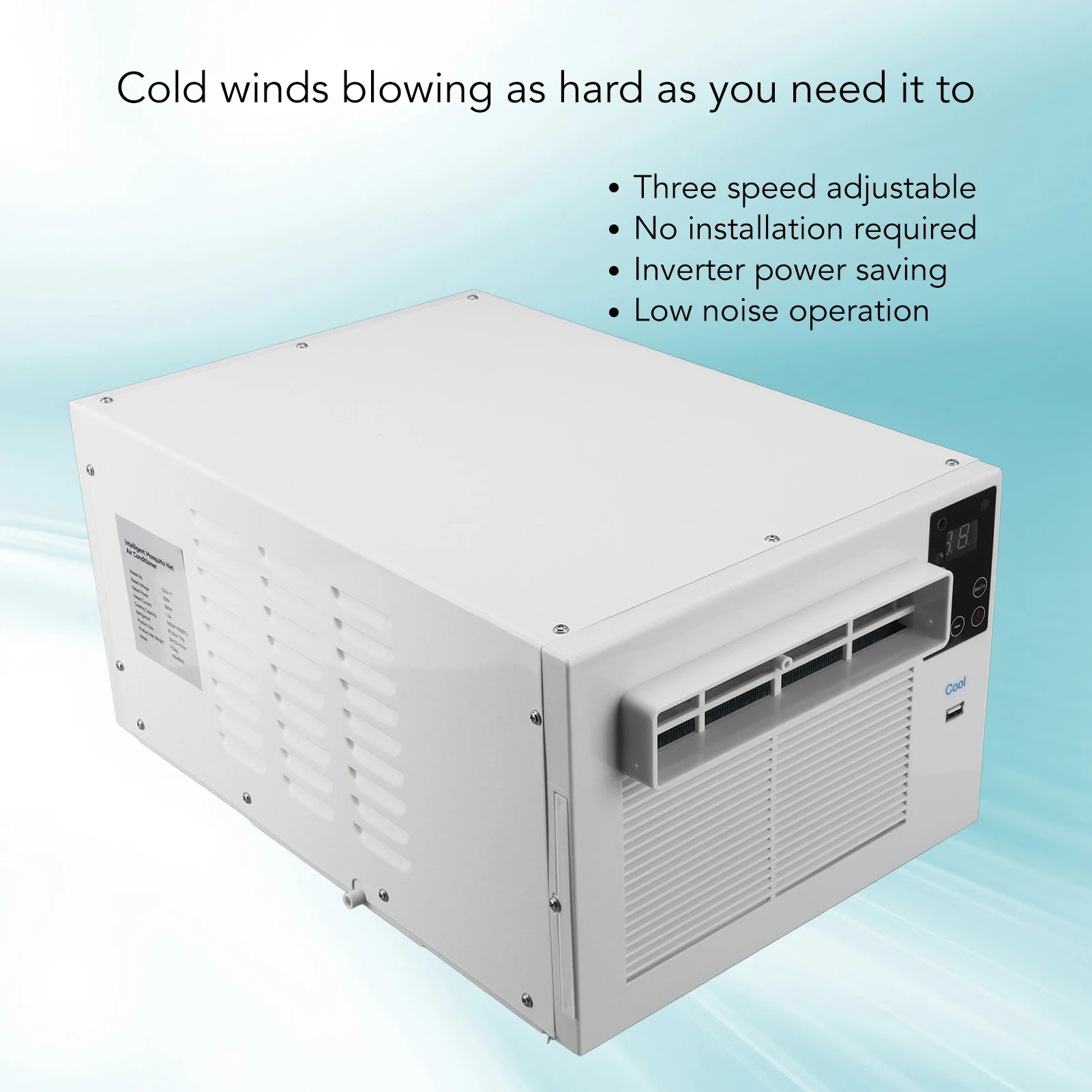 휴대용 에어컨 에너지 절약 1900BTU 280W 미니 이동식 에어컨 (리모컨 포함) 가정, 기숙사, 사무실, 캠핑, 애완동물 공간용