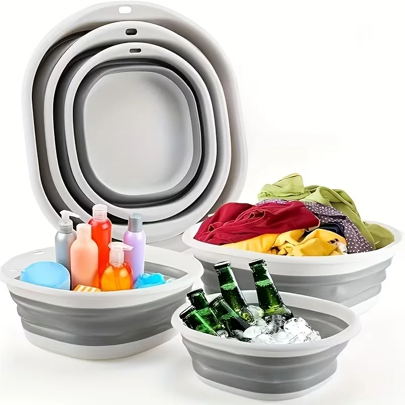 1Pc/Foldable Washbasin for Home Use, Portable Laundry Basin for Dormitory, Travel Collapsible Basin, No-Drill Small Basin