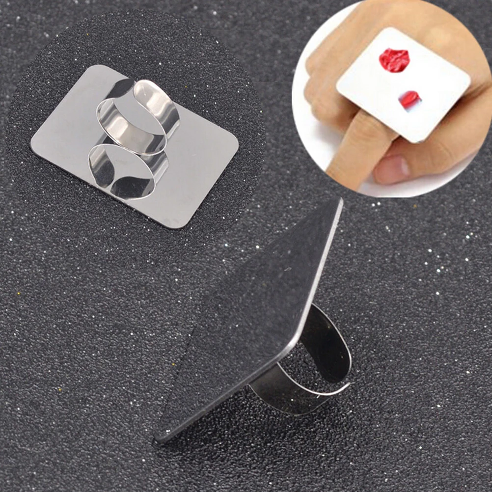 【1PC Stainless Steel Palette Adjustable Ring For Nail Art Foundation Mixing Makeup】