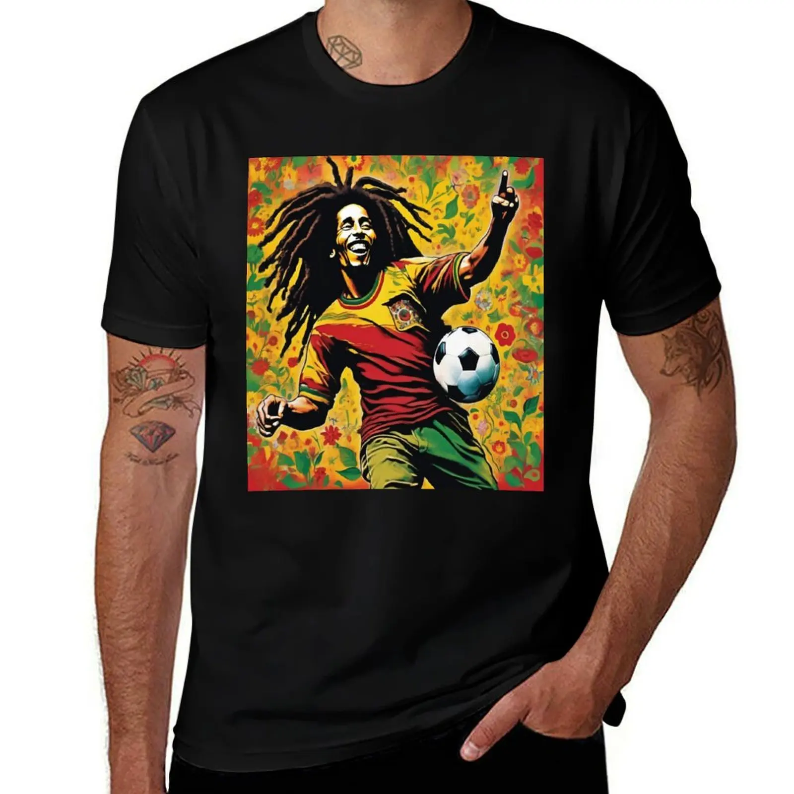 

Bob Marley Kicking a Soccer Ball T-Shirt shirts graphic tees cheap stuff blanks basketball graphic tees mens fashion