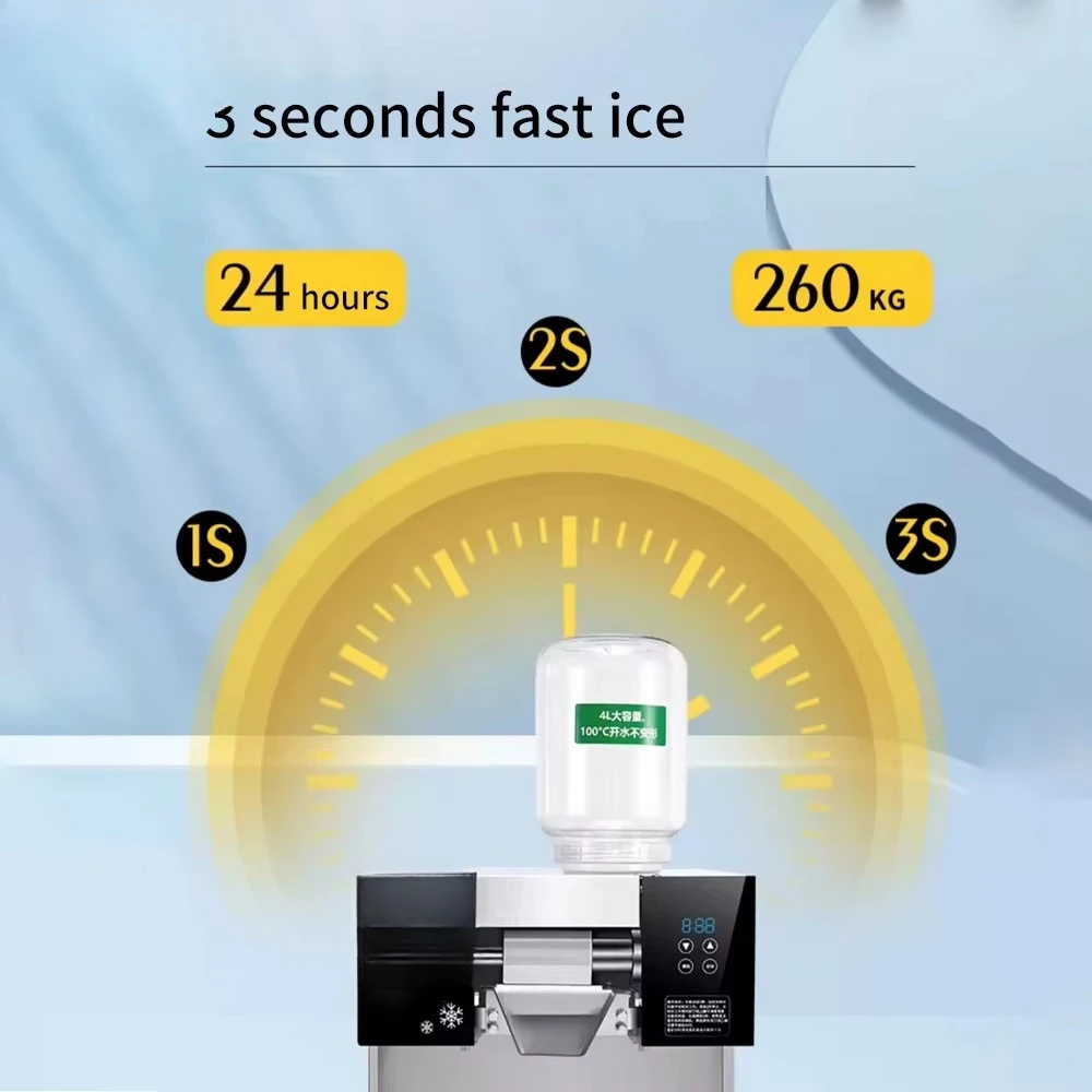 Milk Snowflake Ice Shaved Machine Commercial Stainless Steel Milk Snowflake Ice Maker 4L Mini Ice Cream Beverage