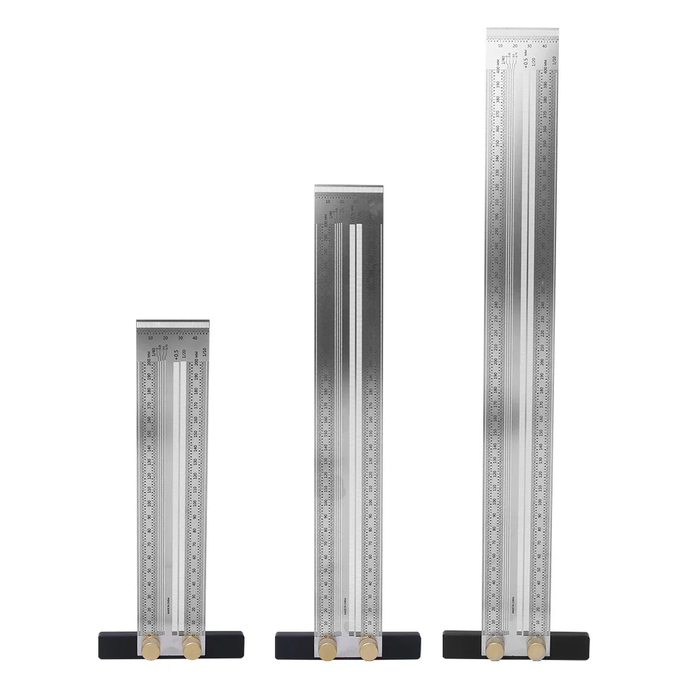 Stainless Steel T Type Hole Ruler Scribing Gauge Woodworking Marking Tool with Automatic Pencil Scriber Ruler Scribing Gauge