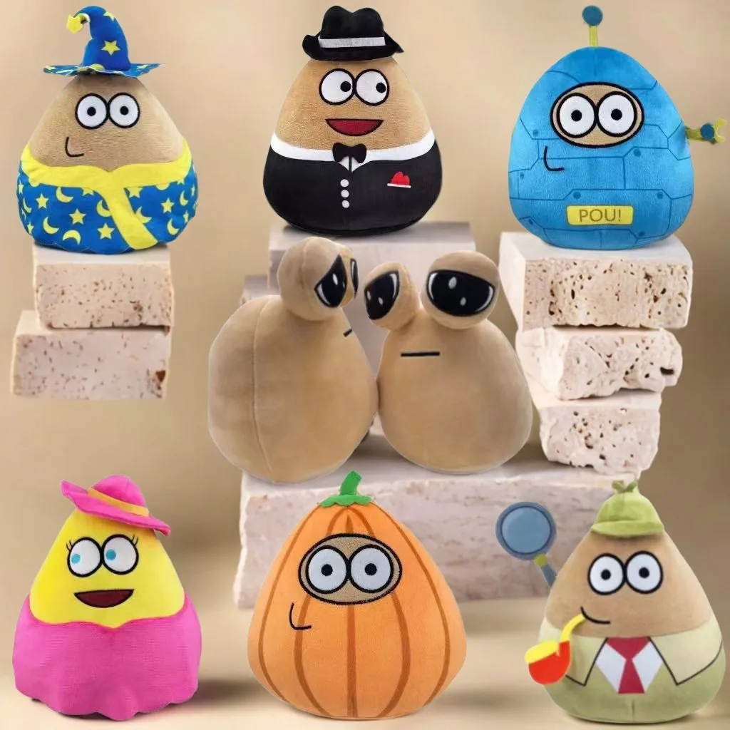 22cm 1/7pcs New hot  style Hot Game My Pet Alien Pou Plush Toy Furdiburb Emotion Alien Plushie Stuffed Animal Pou Doll ﻿