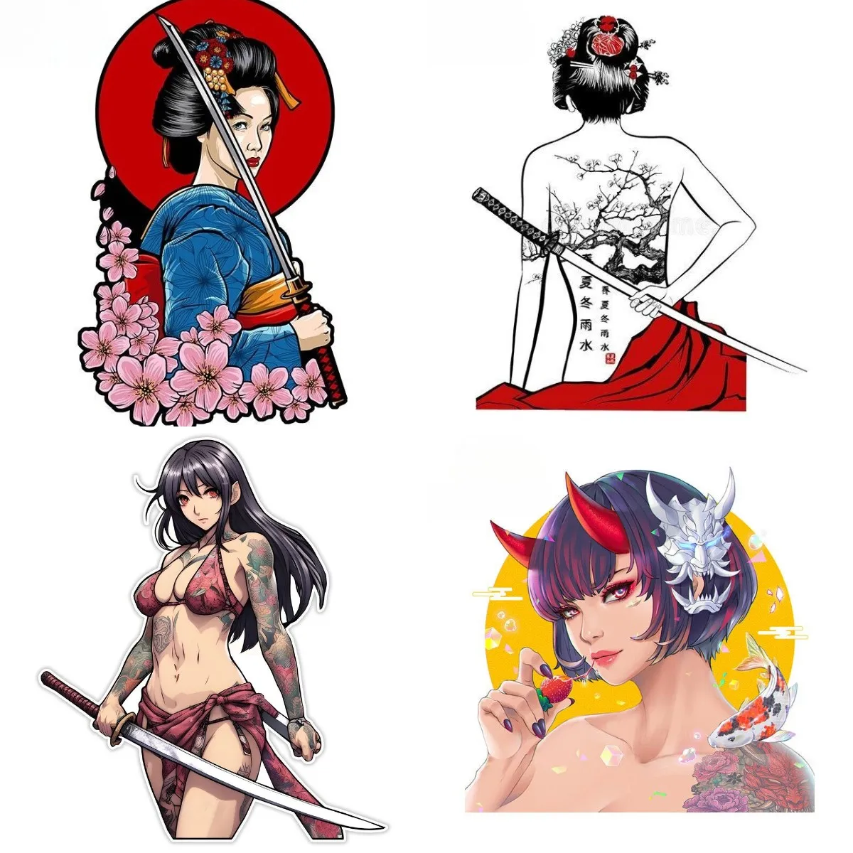 

Geisha Samurai Car Sticker Prajna Mask Decal JDM Window Decoration-Room Decor Camping Electrical Adult Automotive