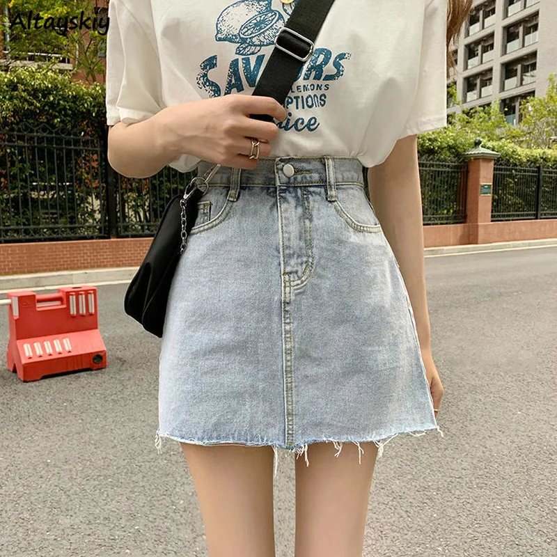 

Skirts Women Summer High Waist Denim Mini A-Line Classic All-match Womens Street Hips Skirt Casual Hot Selling Cool Simple New