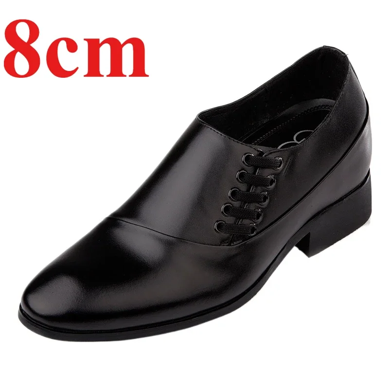 

Height-increasing Shoes Men 6-8cm Elevated Loafer Genuine Leather Soft Surface Comfortable Breathable Business Men's Dress Shoes