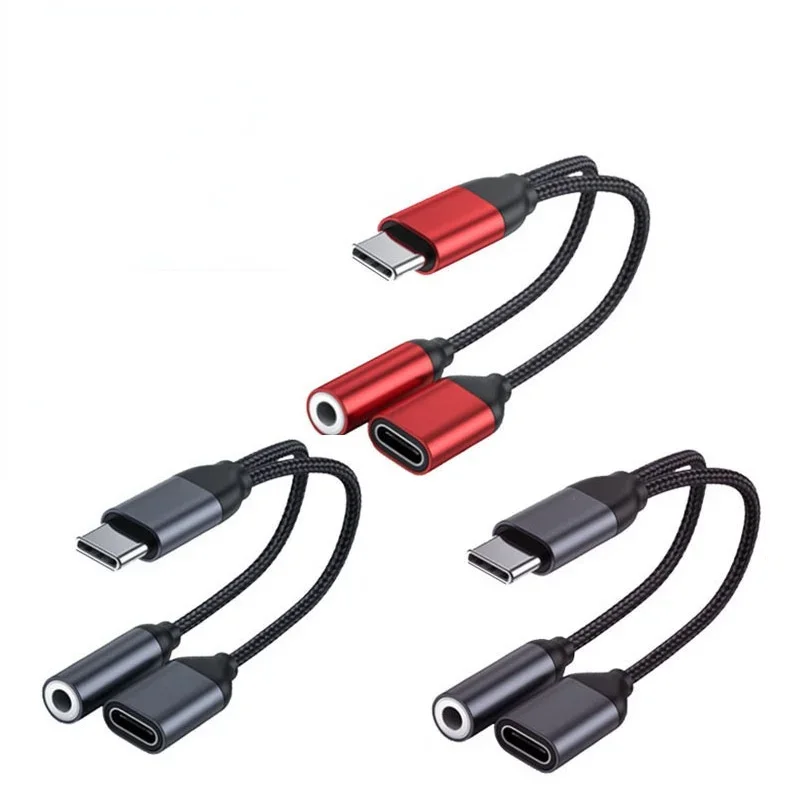 Adapter Audio do ładowania od C do 3.5mm 2 w 1 USB C rozdzielacz słuchawkowy AUX kabel Audio dla Xiaomi 6 8 Mix 2s Huawei Mate10 P20 Pro