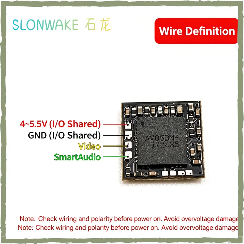 SLONWAKE 5.8G 25mW nano VTX 48CH Ajuste con botón Conector de antena IPEX‑1 10*10mm 1g 4‑5.5V Transmisor de video FPV inteligente con SmartAudio