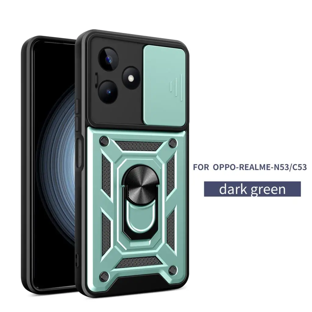 For Realme Note 50 Case Push Window Lens Cover Ring Bracket Etui Coque for Oppo Realme Note 50 Mobile Phone Funda Realme Note 50