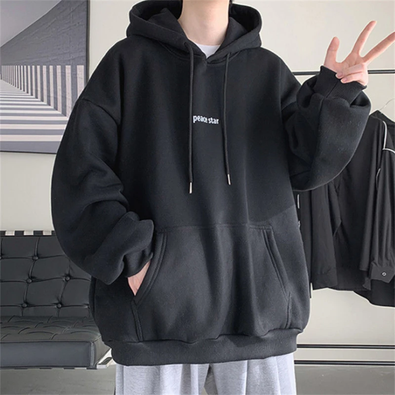 

Men Hoodies Casual Hooded Sweatshirt Autumn Winter Warm Tops Fashion Long Sleeve Sweatshirts 2022