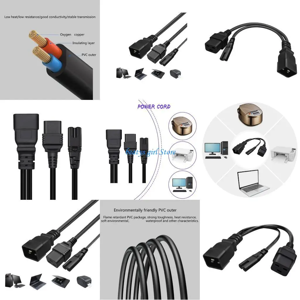 

C7AB A16 C20 Electric Plug Adapter IEC320C20 to C19+C7 Conversion Receptacle In Two Out Power Conversion Line