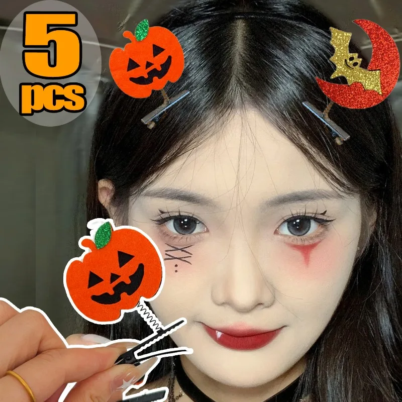 

1-5Pcs Y2K Halloween Hair Clips for Kids Party Headwear Hair Accessories Dark Gothic Hairpins DIY Costume Hair Decor Accessories