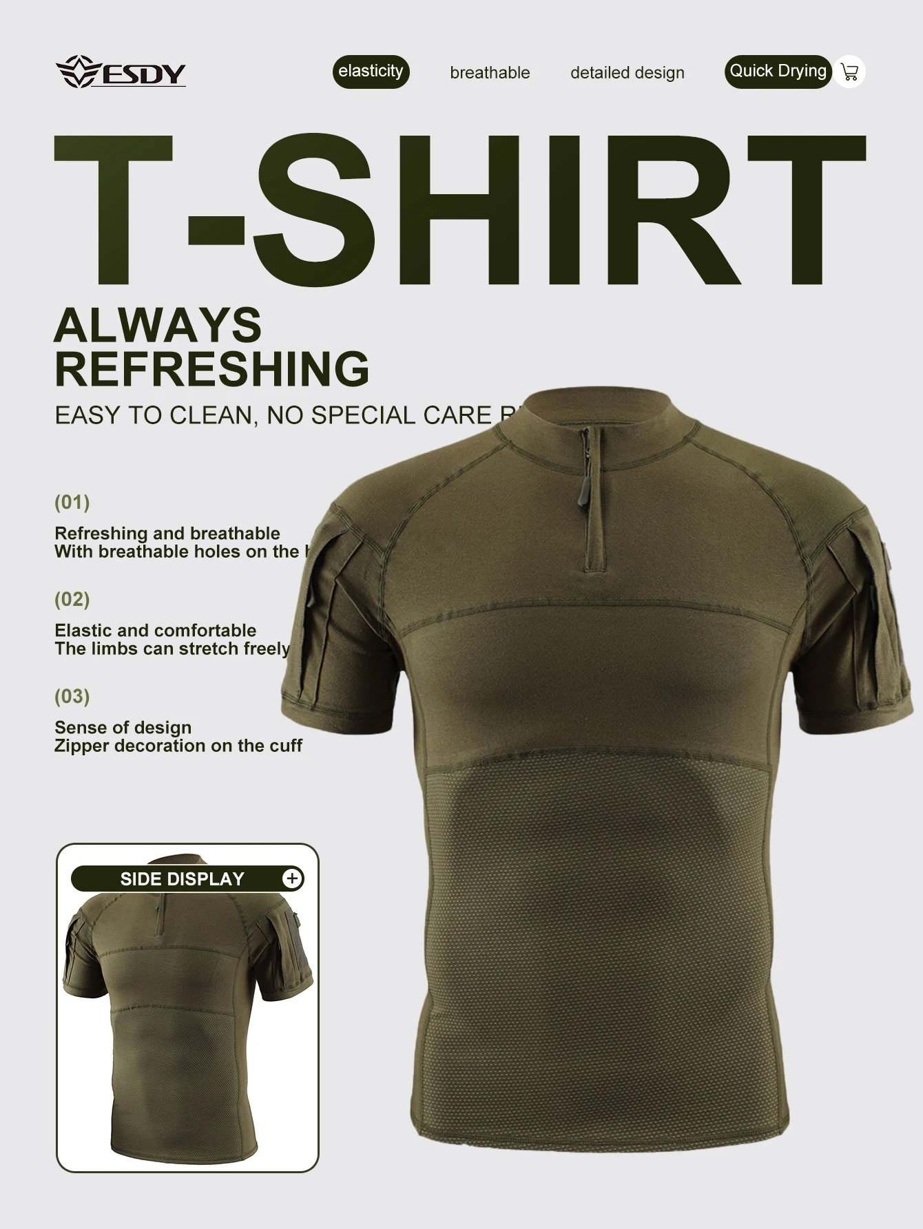 1 Piece of Men's Short-Sleeved Summer Outdoor Sports T-Shirt Cotton Breathable Casual Top Fitness Running Training Clothes