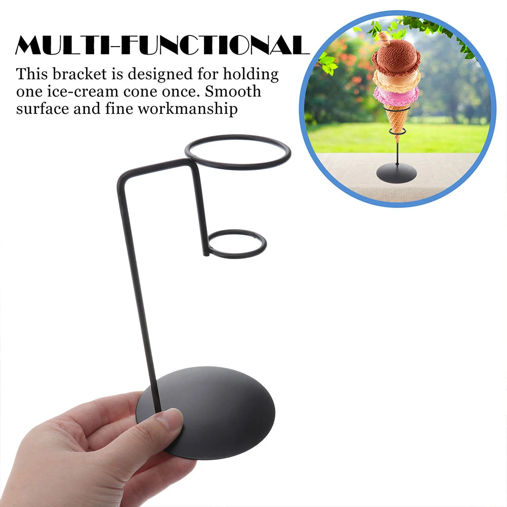 

4pcs IceCream Popcorn Cones Holder Wrought Iron Cone Holder Black Tiered Dessert Display Storage Rack Fries Popcorn
