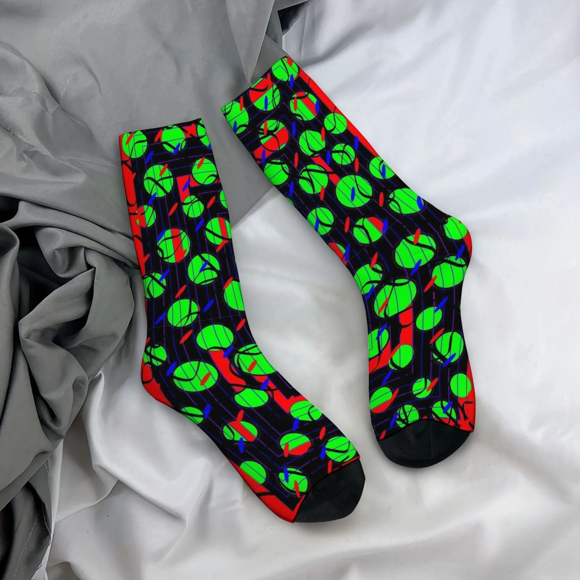 Novel Harajuku retro street style abstract geometric color-blocked print men's socks for crazy parties and holiday fun gifts