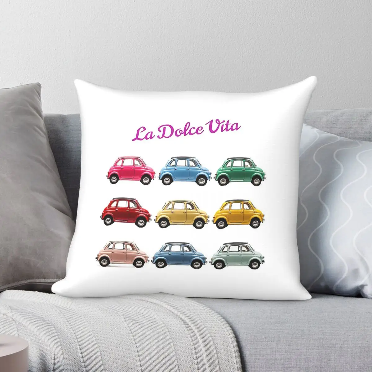 La Dolce Vita Roadtrip Italian Journey Square Pillowcase Polyester Linen Velvet Pattern Zip Decor Bed Cushion Cover Wholesale