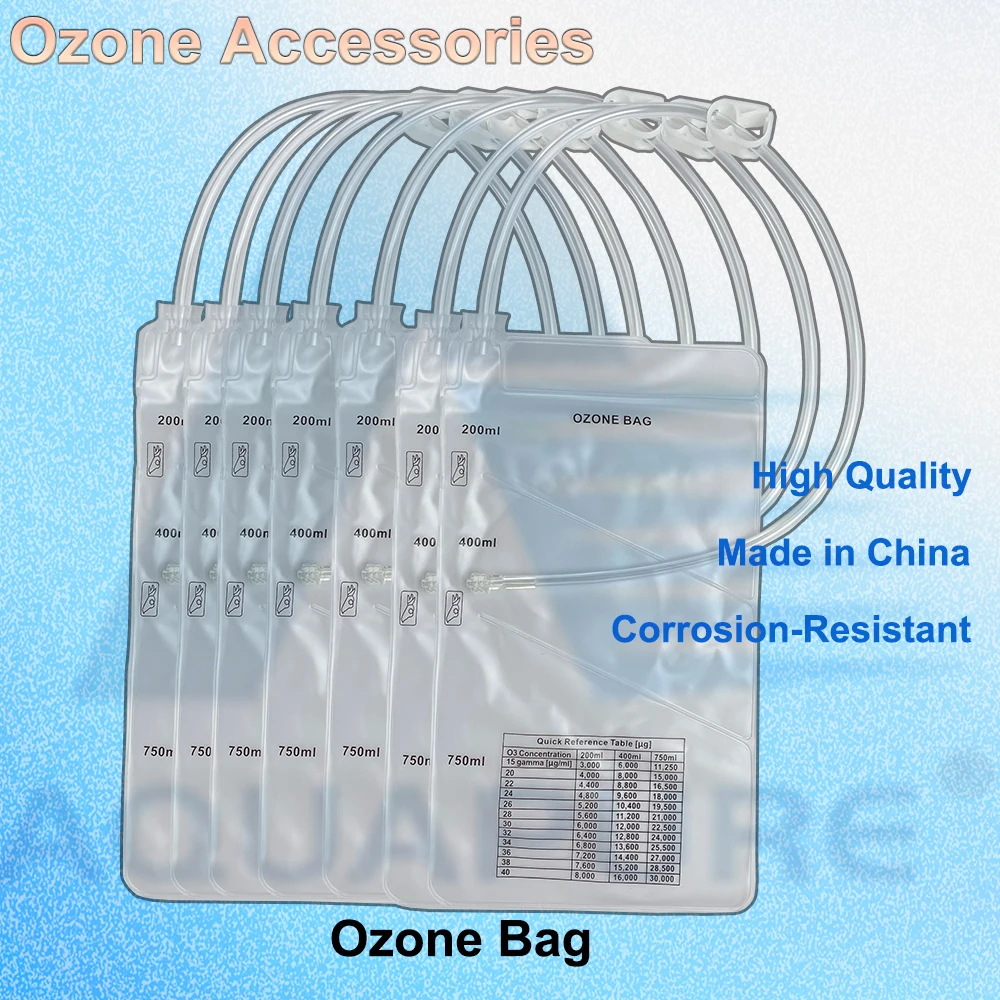 Bolsas de ozono AQUAPURE con cierre Luer para catéter y bolsa de inflado de 3 cámaras 200ML/400ML/750ML