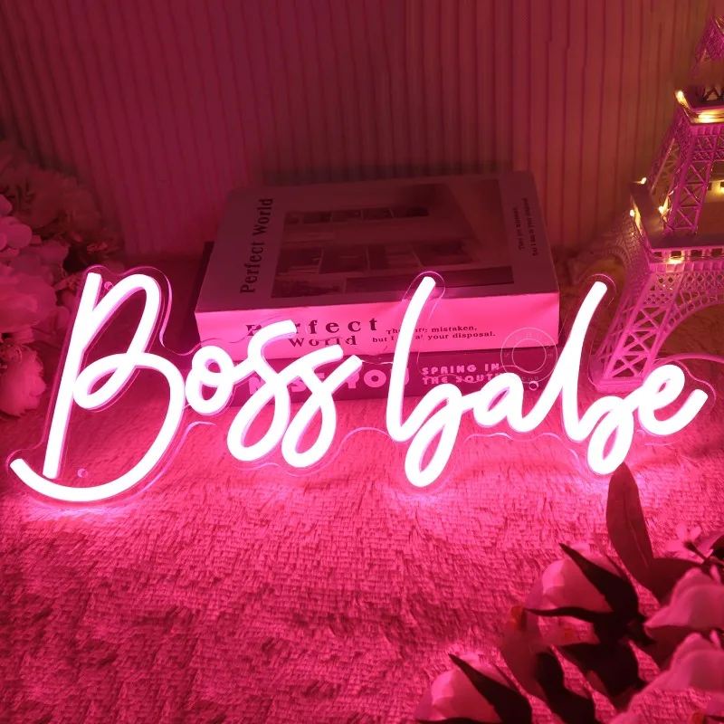 Pink Boss Babe Led Neon Office Desk Wall Girls Lady Bedroom Inspirational Birthday Christmas Bestie migliori regali 15.75 "X6" 5V USB