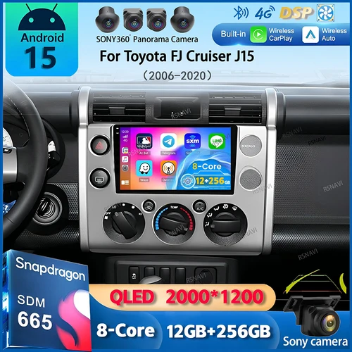 Android15 Radio del coche para Toyota FJ Cruiser J15 2006 2007 2008 2009 2010 2012 - 2020 navegación GPS reproductor de vídeo Multimedia estéreo