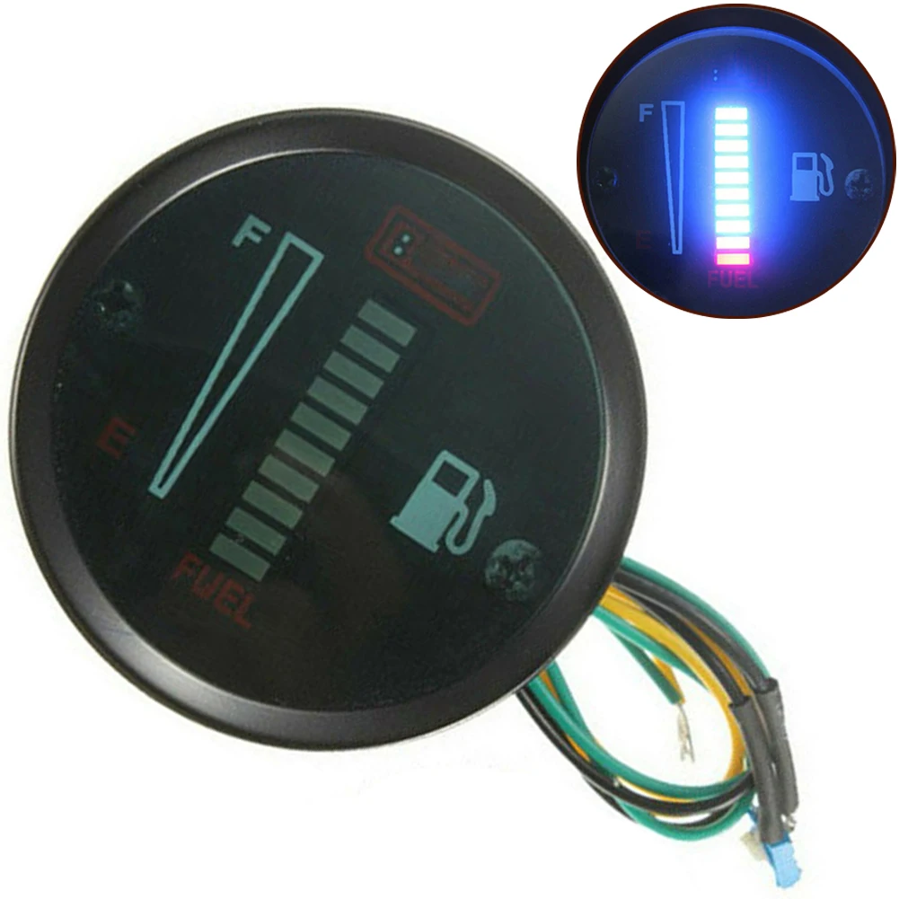 12V Fuel Meter Car Motorcycle Gauge For Fuel Level Monitoring Anti-corrosion Blue LED Direct Installation Easy To Use