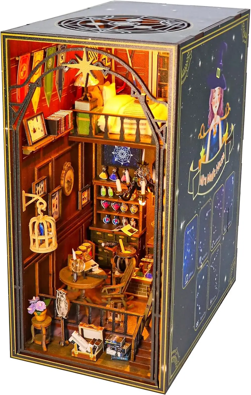 DIY Book Nook Kit, 3D Puzzle Dollhouse, Dollhouse, Miniature Dollhouse, Miniature House Kit with LED Light, DIY Building Kit